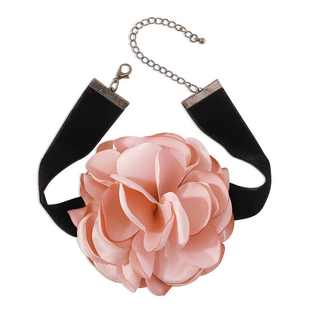 Romantic elegant fabirc flower black choker set