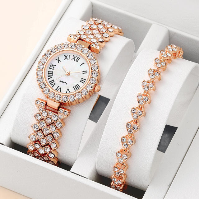 Rhinestone women watch bracelet set(without box)