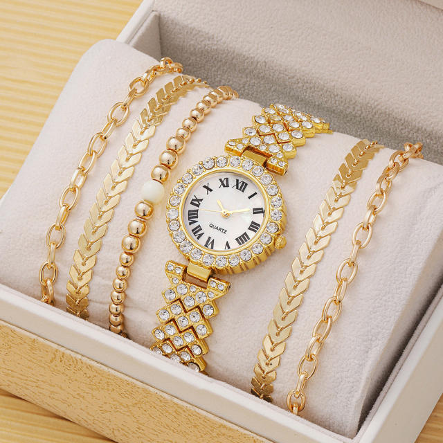 Rhinestone women watch bracelet set(without box)