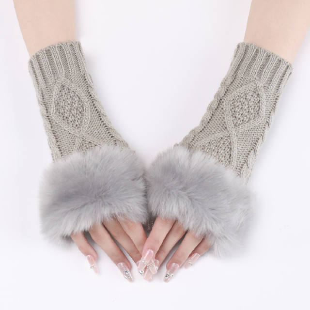 Fluffy corset fingerless gloves