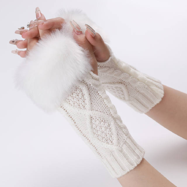 Fluffy corset fingerless gloves