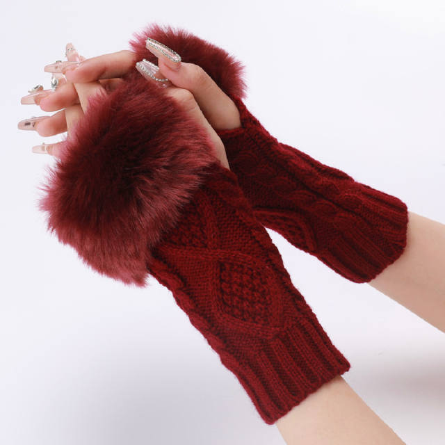 Fluffy corset fingerless gloves