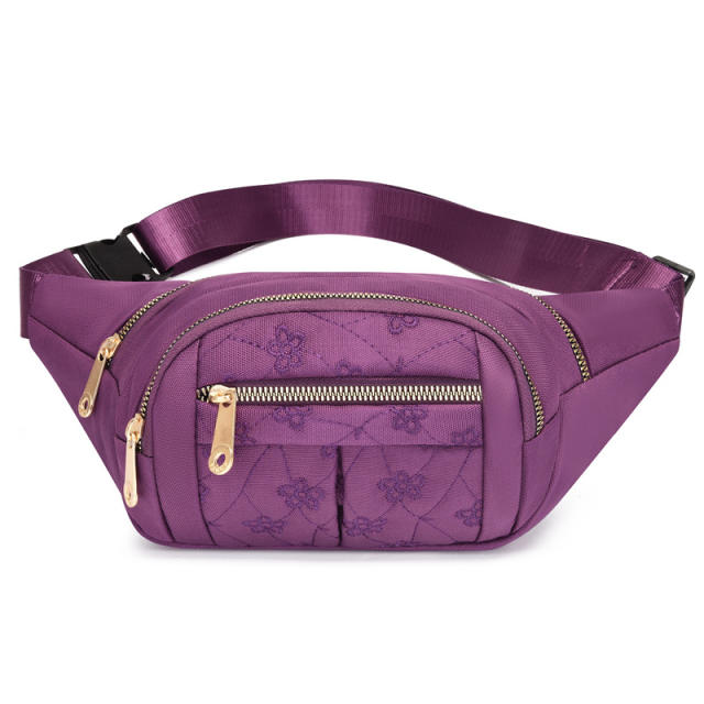 Nylon material plain color women funny pack waist bag