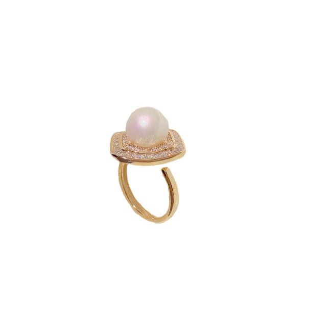 Korean fashion square shape pearl rings