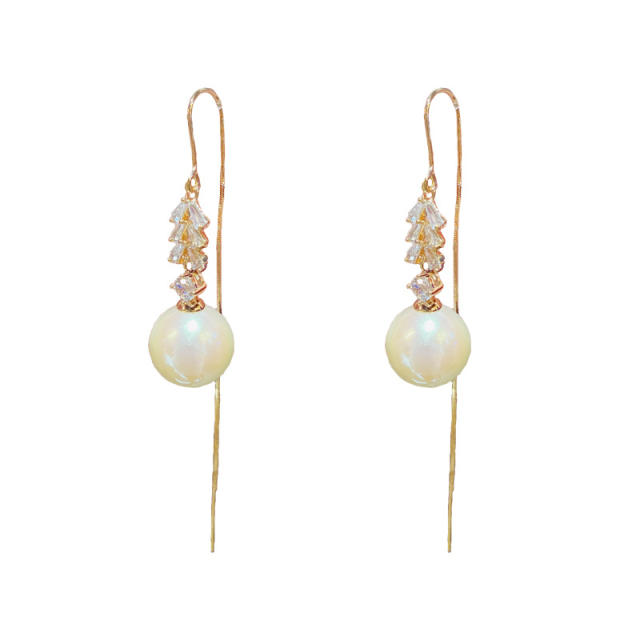 Elegant color ball real gold plated threader earrings