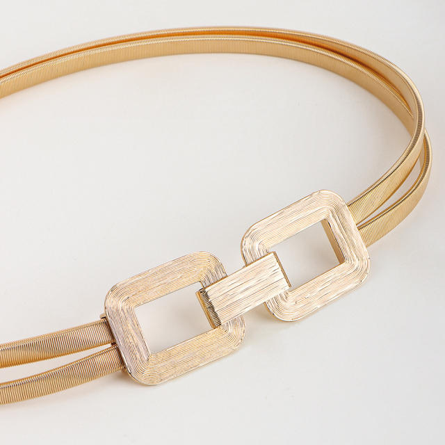 Occident fashion gold color geometric buckle women belt