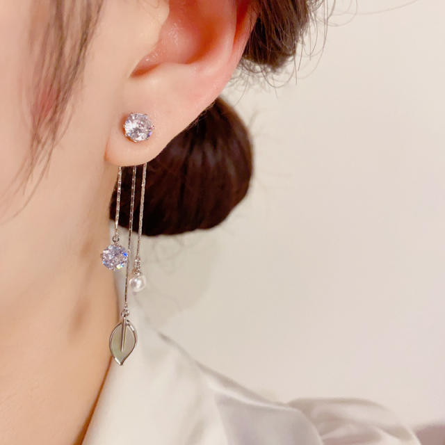 Elegant chain tassel jacket earrings