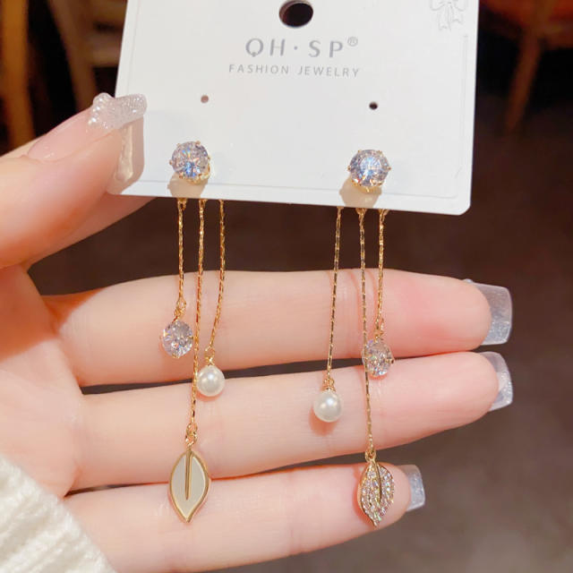 Elegant chain tassel jacket earrings