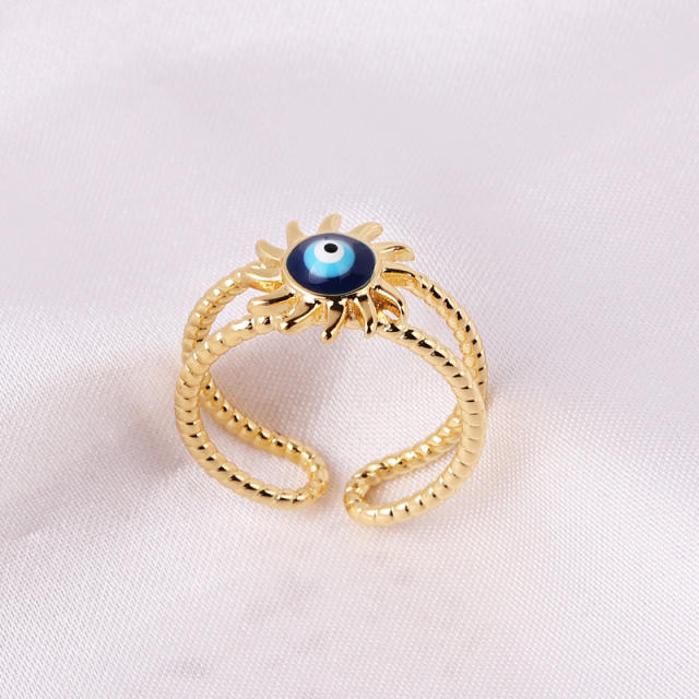 INS enamel evil eye real gold plated rings