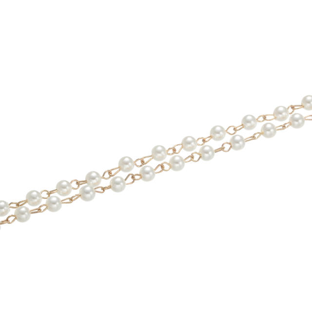 Concise faux pearl bead glass chain