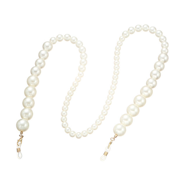 Faux pearl bead glass chain