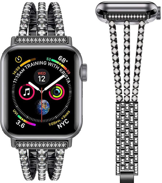 Stainless steel material diamond watch band for apple watch