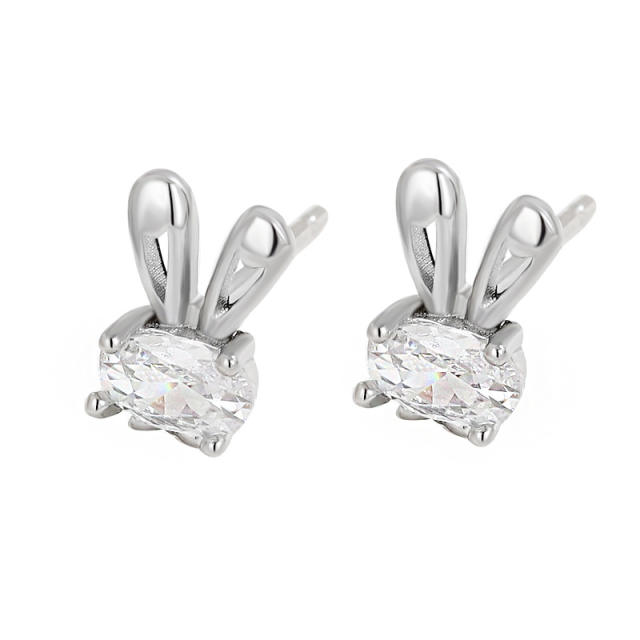 Chic sterling silver rabbit studs earrings