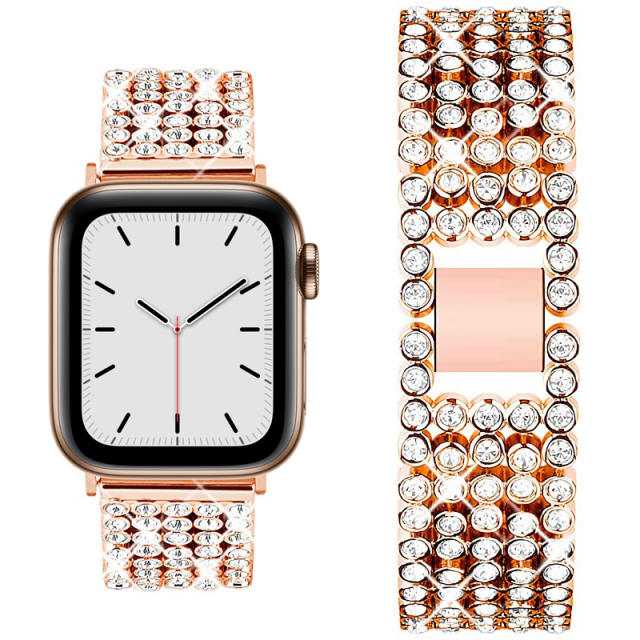 Stainless steel material diamond watch band for apple watch