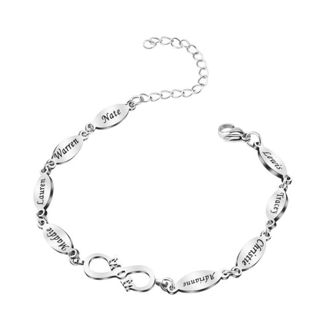 Unique infinity symbol engrave name custom bracelet