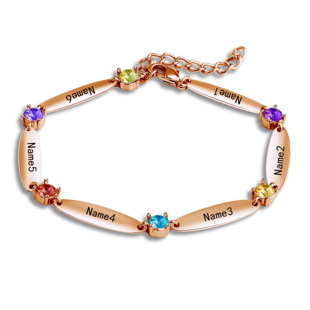 Personality engrave name birthstone custom bracelet
