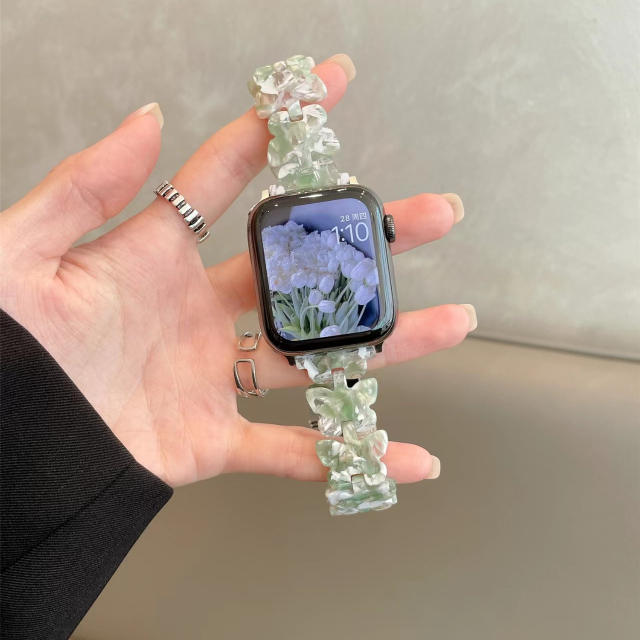 Summer design resin butterfly watch band for apple watch