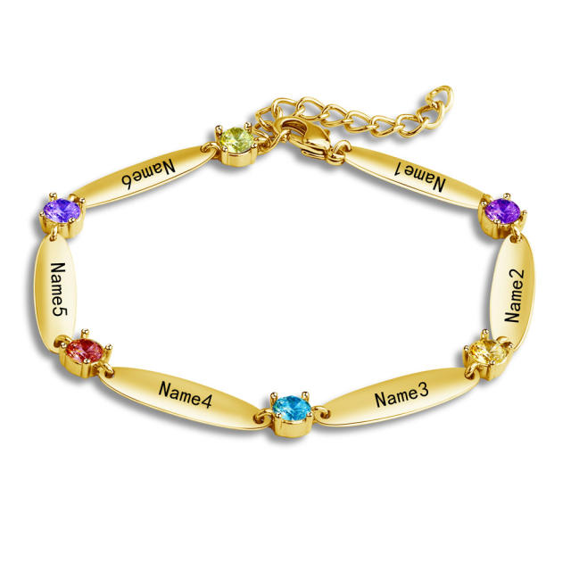 Personality engrave name birthstone custom bracelet