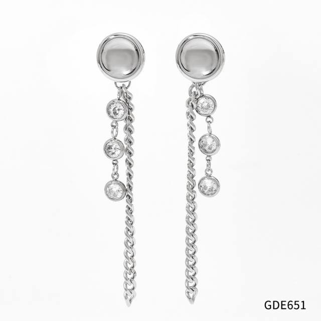 Occident fashion stainless steel chain tassel earrings