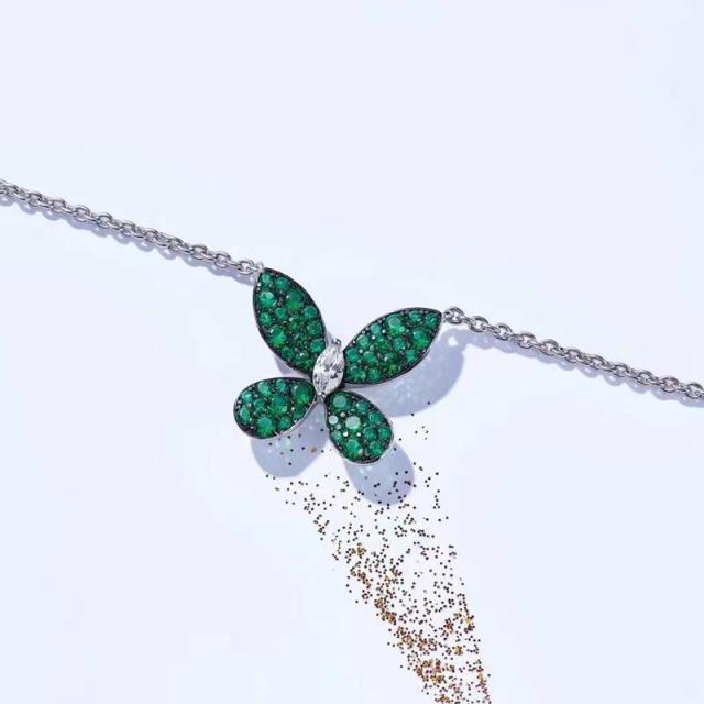 Spring design color diamond butterfly dainty necklace