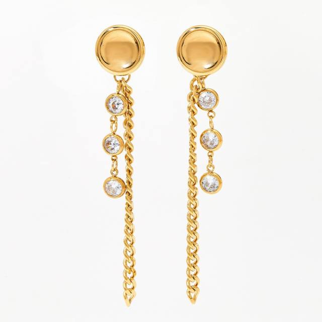 Occident fashion stainless steel chain tassel earrings