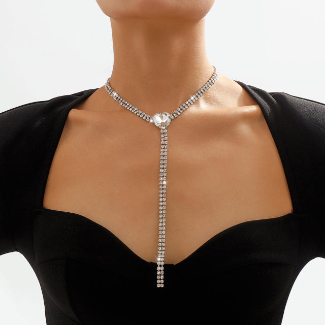 Personality diamond lariet necklace