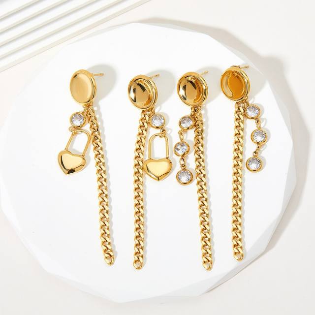 Occident fashion stainless steel chain tassel earrings