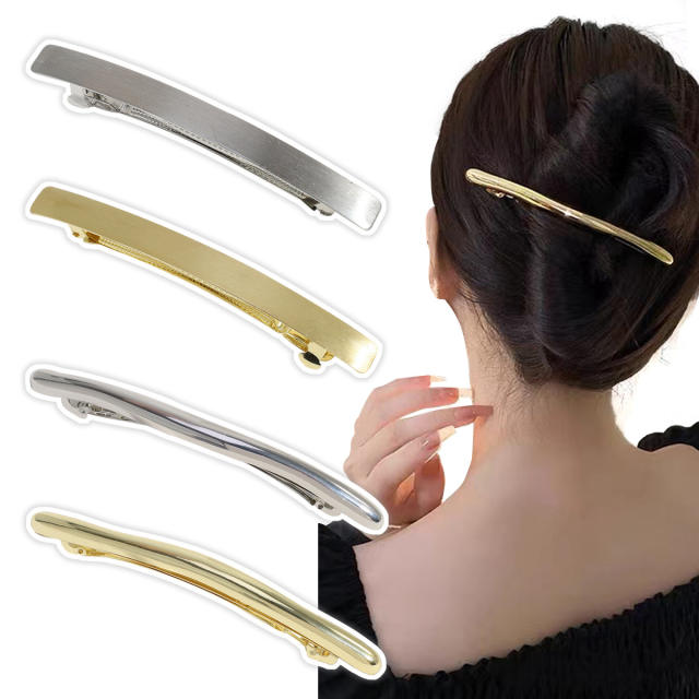 Concise metal design french barrette hair clips