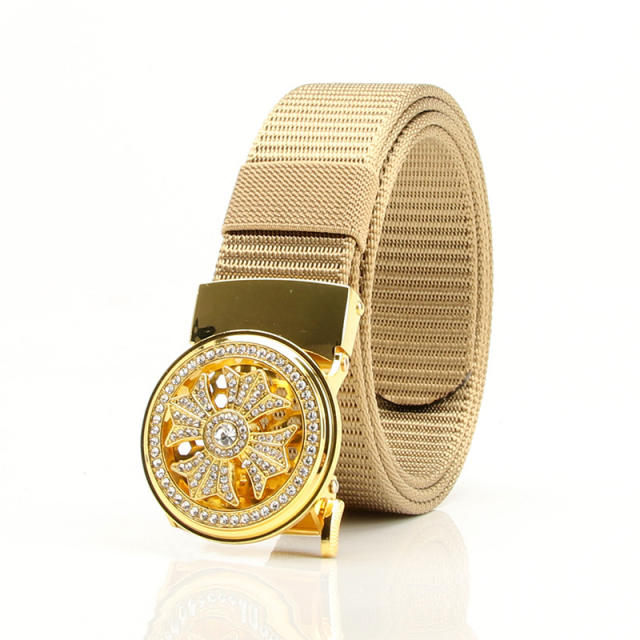 Canvas metal buckle denim belt for men