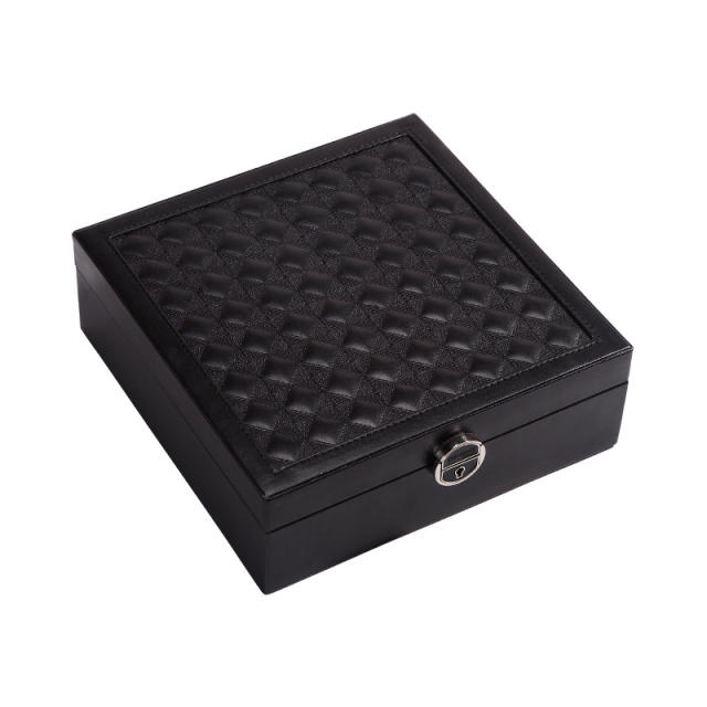 Concise mirror contain PU leather jewelry box