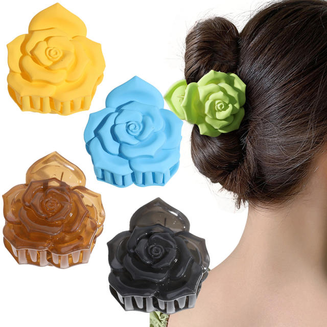 Spring summer sweet rose flower hair claw clips