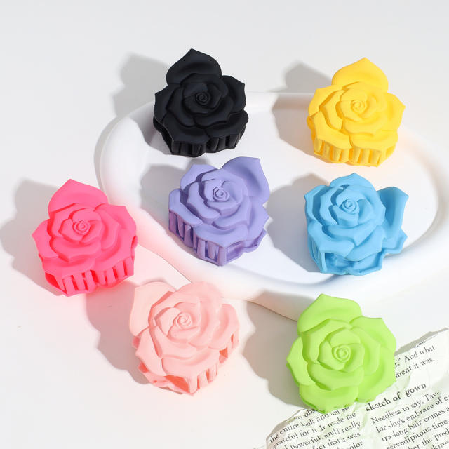 Spring summer sweet rose flower hair claw clips