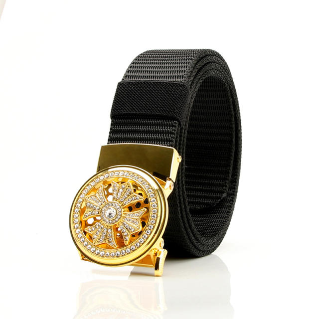 Canvas metal buckle denim belt for men