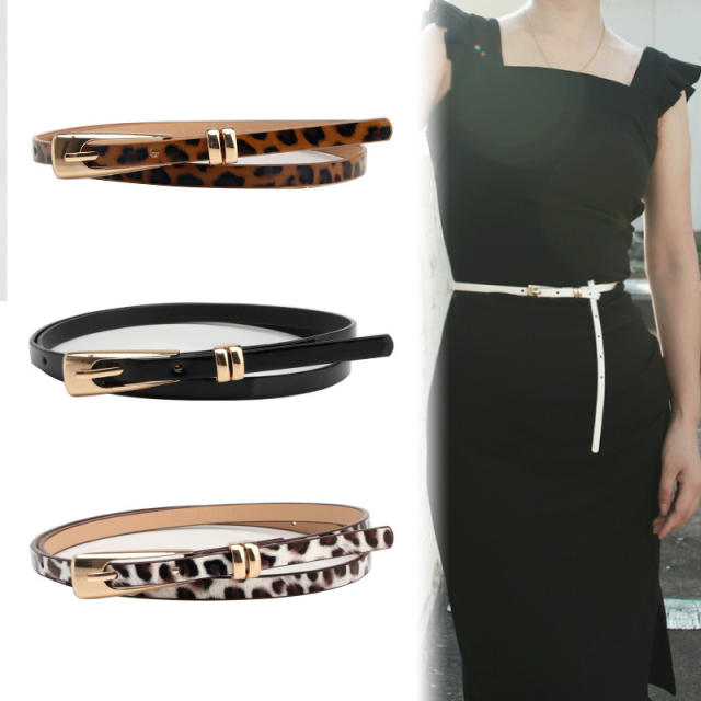 Korean fashion elegant leopard grain skinny knot belt