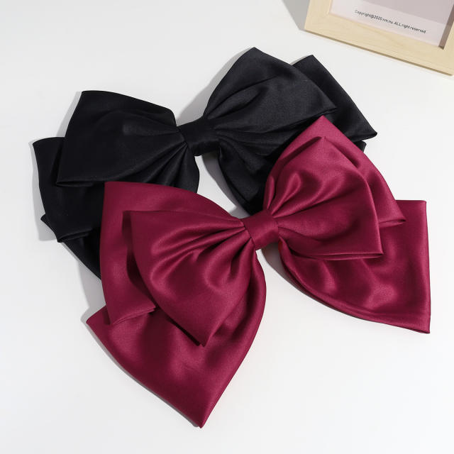 Elegant satin bow french barrette hair clips