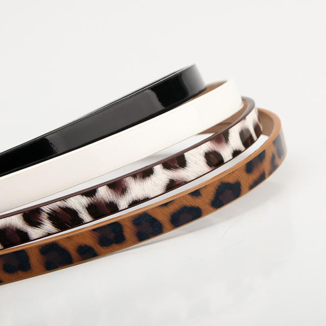 Korean fashion elegant leopard grain skinny knot belt