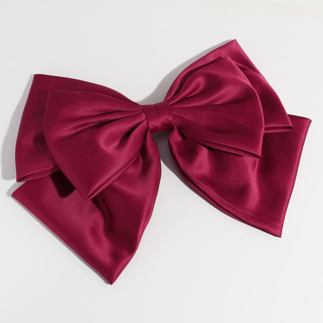 Elegant satin bow french barrette hair clips