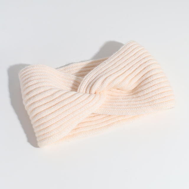 Plain color knitted turban headband