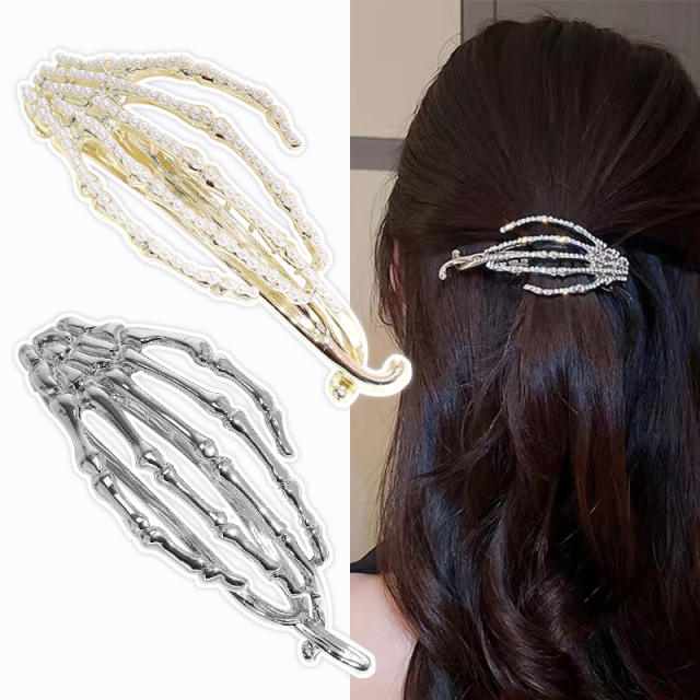 Punk trend metal skull head french barrette hair clips