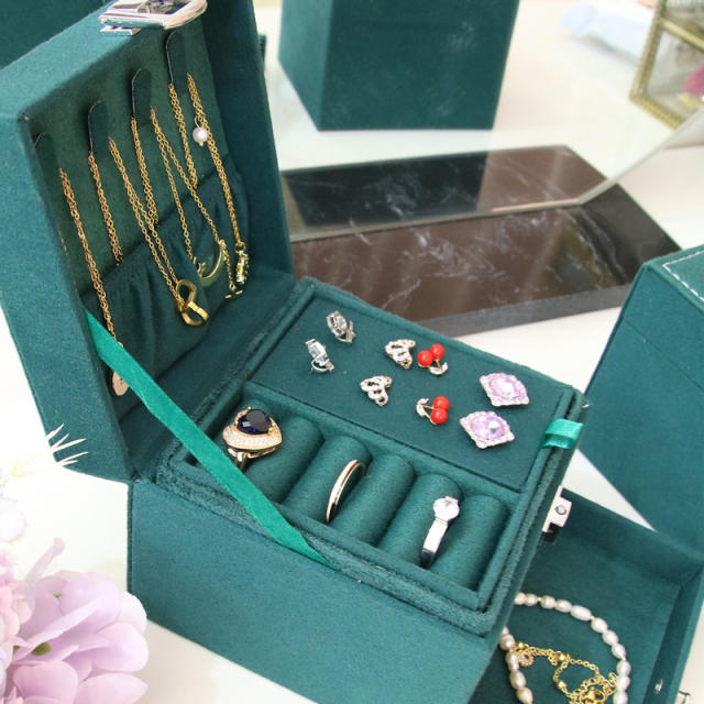 Korean fashion dark green color jewelry box