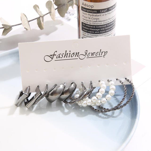 Creative silver color earring set