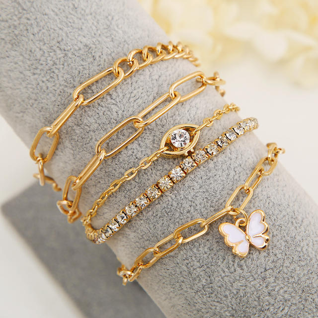 Personality butterfly charm layer chain bracelet