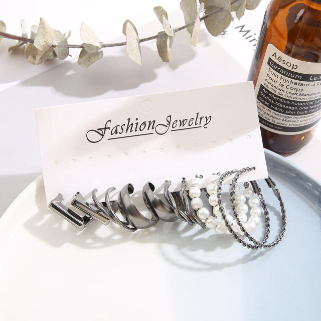 Creative silver color earring set