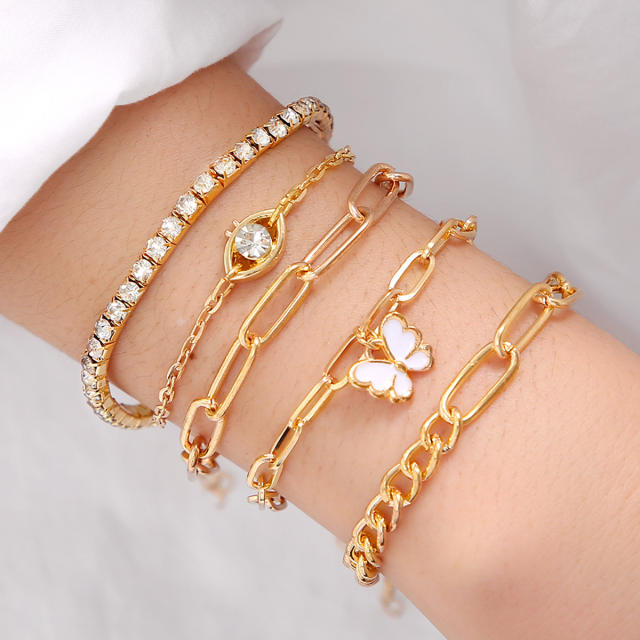 Personality butterfly charm layer chain bracelet
