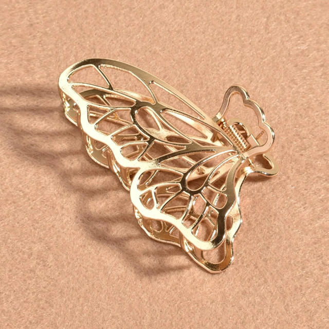 Personality gold color hollow butterfly tassel hair claw