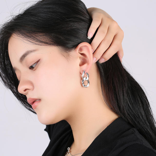 Luxury gold plated chain copper earrings