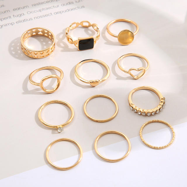 12pcs personality alloy stackable rings
