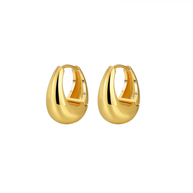 Simple design gold plated copper chunky earrings