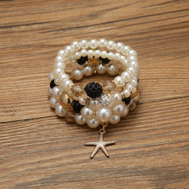 Occiden fashion imitation pearl bead layer bracelet