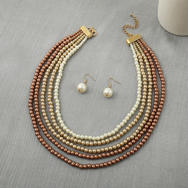 Creative imitation pearl layer jewelry set